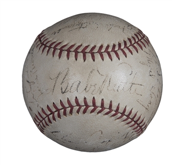 1934 New York Yankees Team Signed OAL Harridge Baseball With 23 Signatures Including Ruth & Gehrig (PSA/DNA)